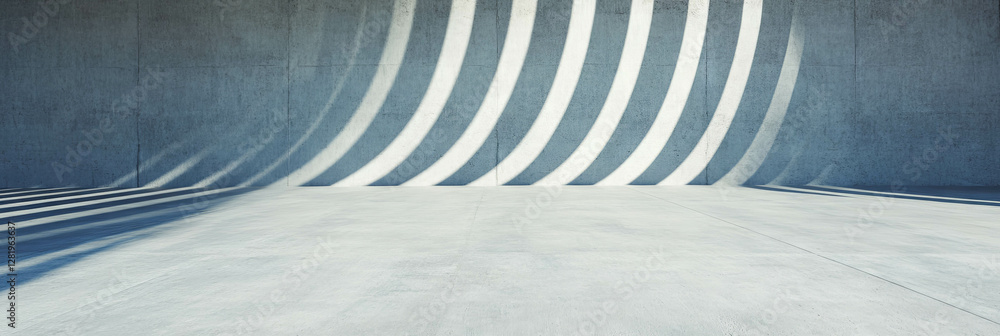 Poster modern architectural design with rounded intersecting ribs on concrete
