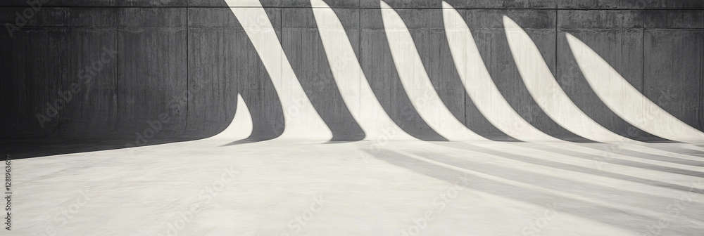 Poster abstract design of rounded intersecting ribs on concrete wall for architecture and interior art