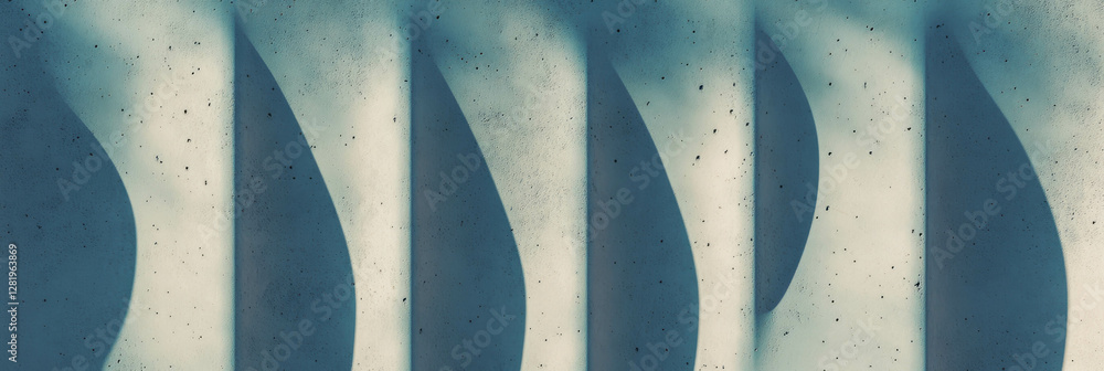 Poster abstract art of rounded vertical concrete ribbed texture with shadows for modern design