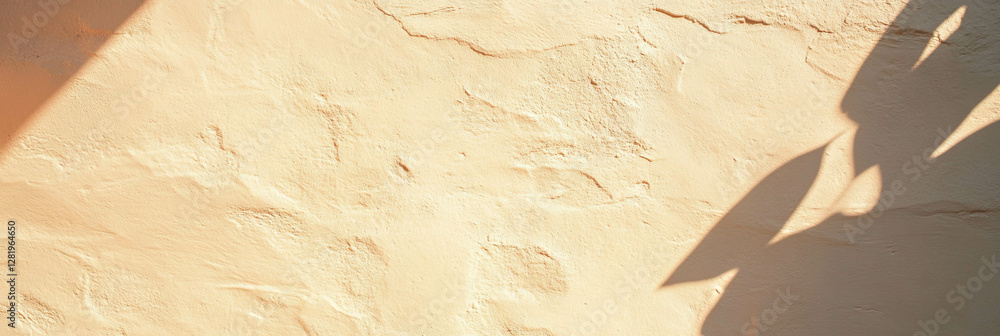 Poster beige grainy wall texture with shadow pattern for artistic and design use