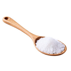 salt in wooden spoon isolated on transparent background