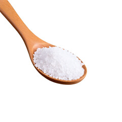 salt in wooden spoon isolated on transparent background