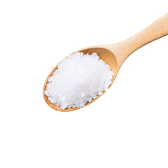 salt in wooden spoon isolated on transparent background