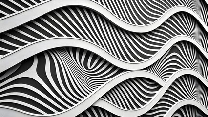 Obraz premium Abstract Zebra Stripes Pattern with Wavy Black and White Lines