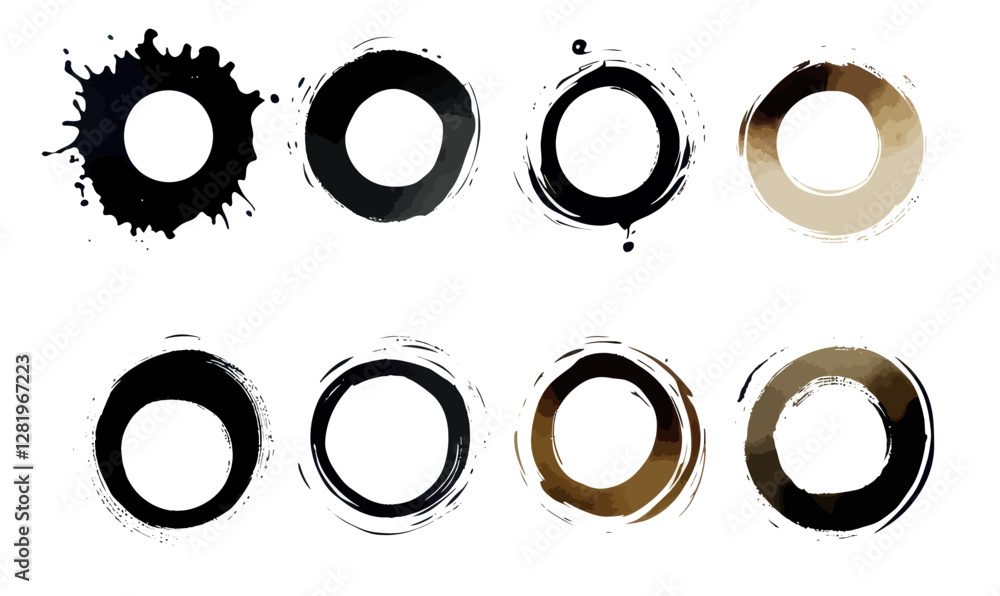 Poster abstract coffee and wine stain circles vector on white background for design projects