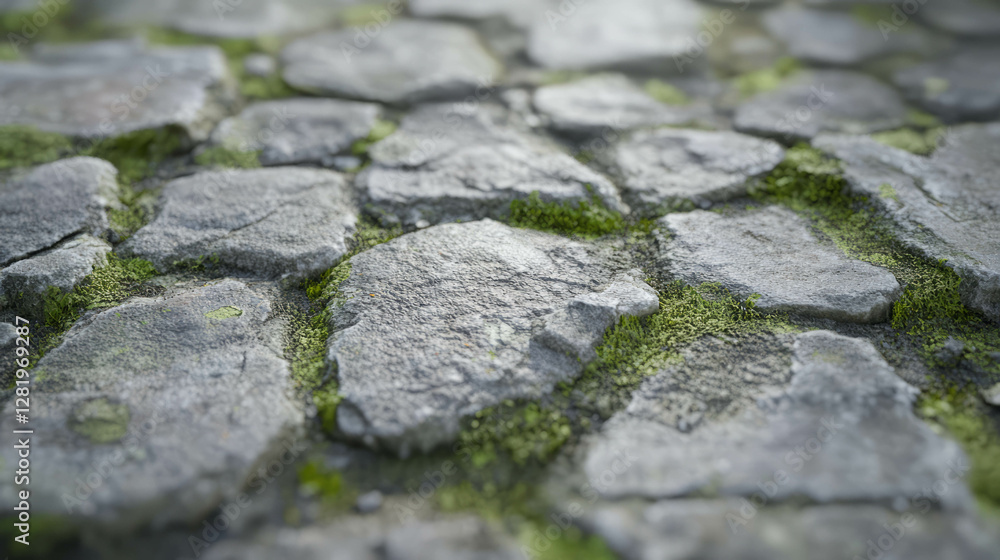 Poster rustic stone surface with moss texture for nature and design projects