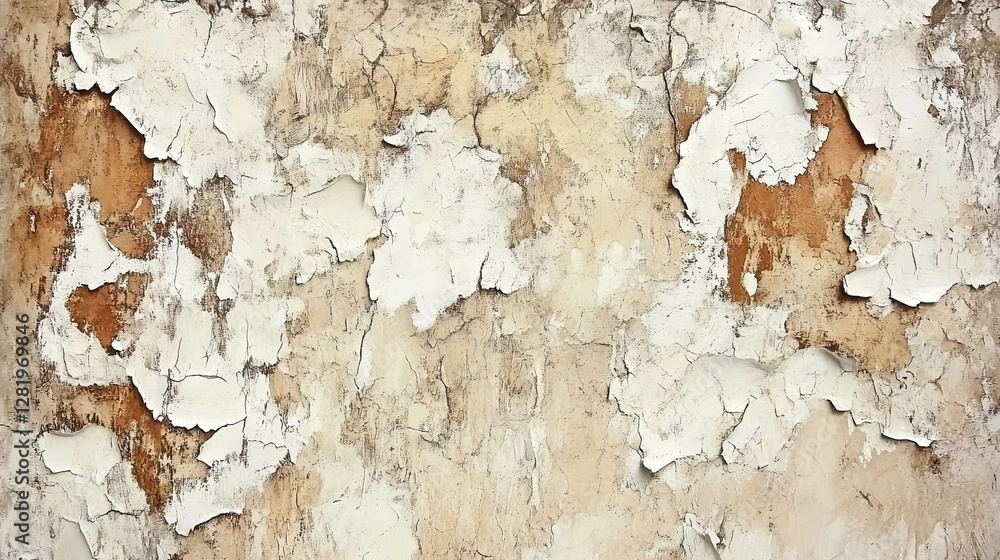 Poster rustic aged wall texture with multiple layers of peeling paint for design and decoration