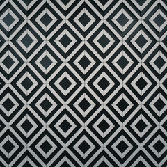 Abstract geometric black and white diamond pattern tile design art grid on transparent background