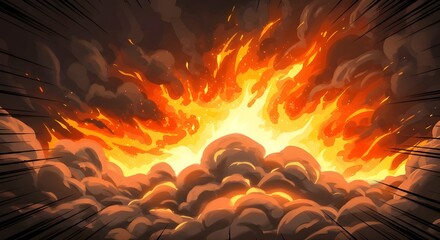 comic style dynamic background with fire