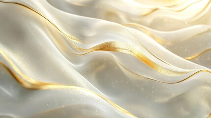 Obraz premium Golden and white wave pattern, softly glowing and flowing, creating a luxurious and elegant effect