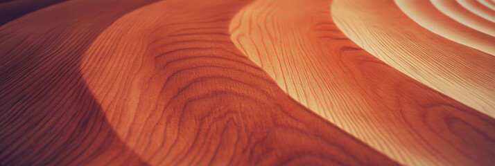Obraz premium Natural wood texture with shallow curved ribs in warm tones for design and crafts