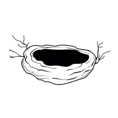 Bird nest with eggs. Easter hand drawn vector illustration, template design.