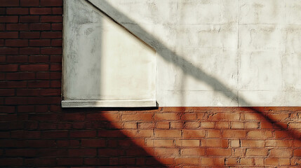 Architectural abstract with red brick wall and white stucco texture