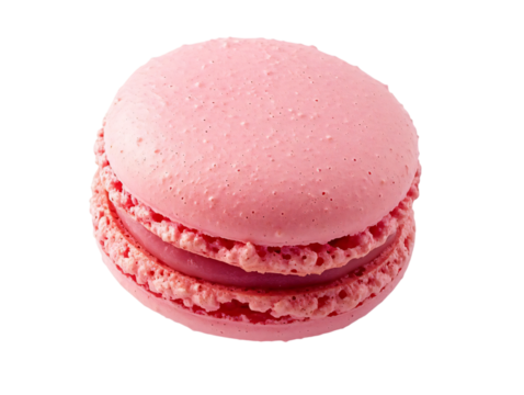 1 pink macaron isolated on transparent background