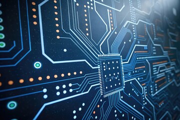 High-Tech Microchip on Circuit Board