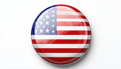 USA Flag Button Badge: Patriotic American Symbol on Gray Background