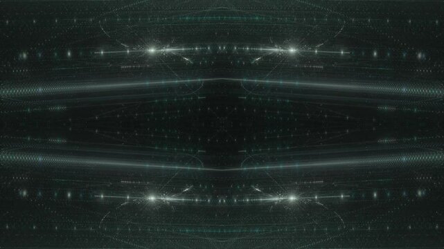 leuchtende Lichtpunkte bewegen sich langsam Richtung Zentrum, digitaler Datentransfer, Licht, Internet, Energie, Datenfluss, Internet, Geschwindigkeit, Wandel, Austausch, Algorithmus, t&uuml;rkis