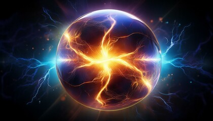 Fototapeta premium energy balls and plasma sphere electric lightning and light flash sparks magic lightning discharge