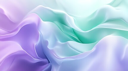Obraz premium Smooth abstract gradient with pastel lavender and mint green tones, softly blending to create a calm and ethereal mood