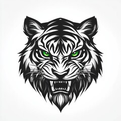 Fototapeta premium Fierce White Tiger Head Graphic Design Illustration