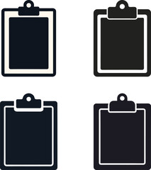 Four Clipboard Icons in Black and White