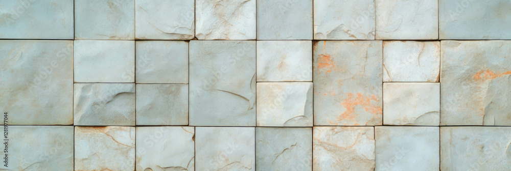Poster textured square grid on stone wall with rough surface for architectural design