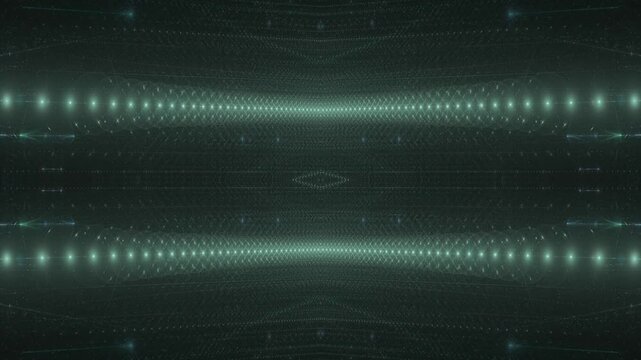 leuchtende Lichtpunkte bewegen sich langsam Richtung Zentrum, digitaler Datentransfer, Licht, Internet, Energie, Datenfluss, Internet, Geschwindigkeit, Wandel, Austausch, Algorithmus, t&uuml;rkis