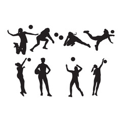 Volleyball player Silhouette Vector Art Icons