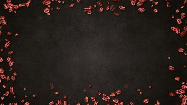 coffee beans border frame on blackboard background animation, restaurant, cafe and coffeeshop menu social media motion design element	