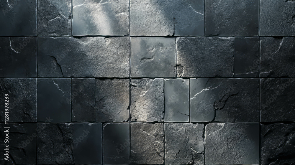 Aufkleber textured stone tile wall with subtle light patterns for architectural design