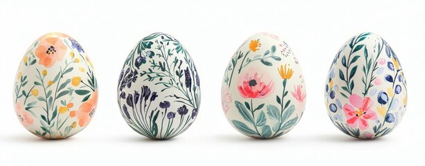 Four Floral Easter Eggs in a Row