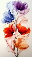 Abstract translucent flowers in vibrant colors