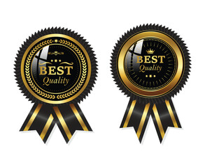 Luxury premium golden badges and labels vector art icons collection