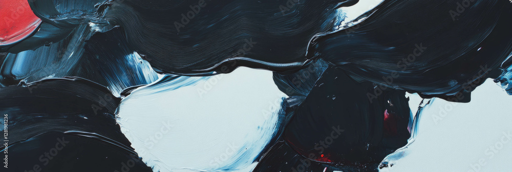 Aufkleber abstract expressionist texture with layered impasto brush strokes in red and black