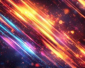 Fototapeta premium Abstract vibrant light streaks, dynamic energy, digital design, glowing lines