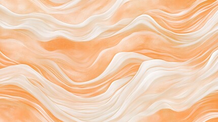 Fototapeta premium Soft orange and white wave pattern with smoothly flowing texture, creating a warm and inviting design