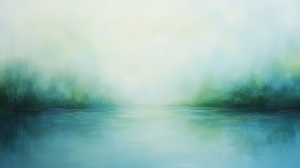 Fototapeta premium Soft pastel abstract gradient with green and blue hues, gently blending with blurred edges, creating a serene and ethereal mood