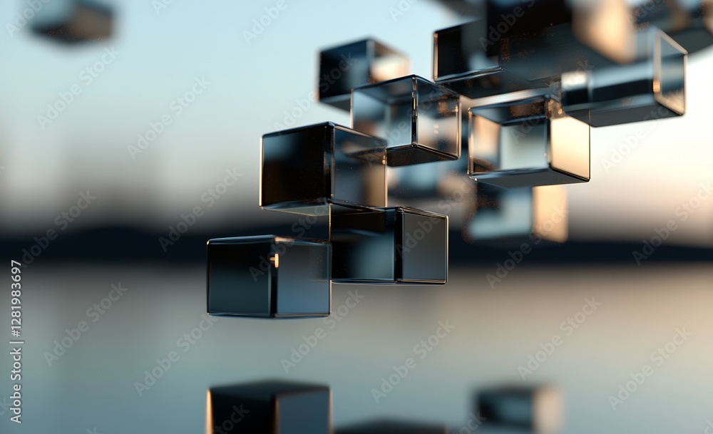 Aufkleber digital global networks facilitate the flow of blockchain information, as depicted in a 3d illustrat