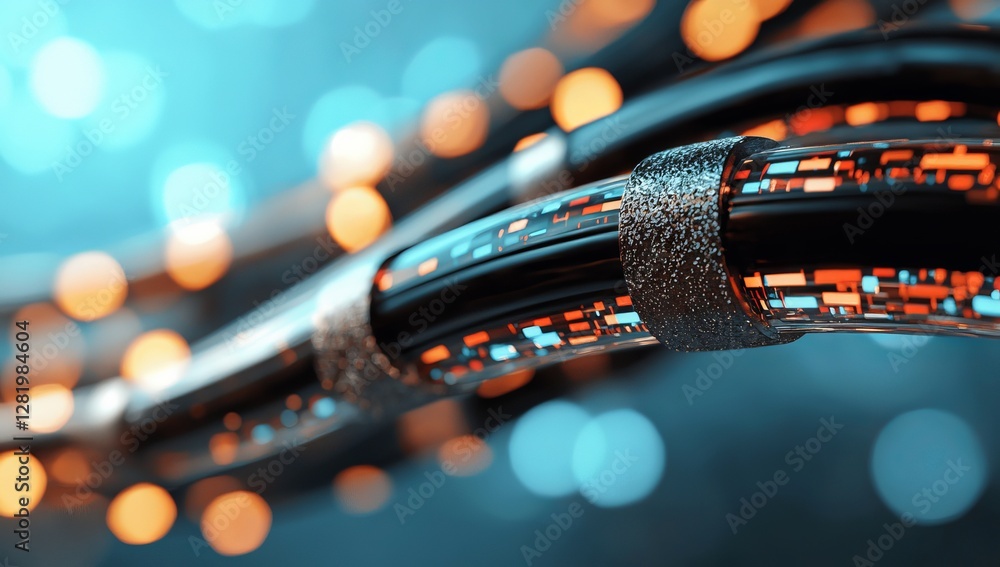 Canvas Prints the connection of optical fiber cables is depicted in a 3d illustration with a technology background