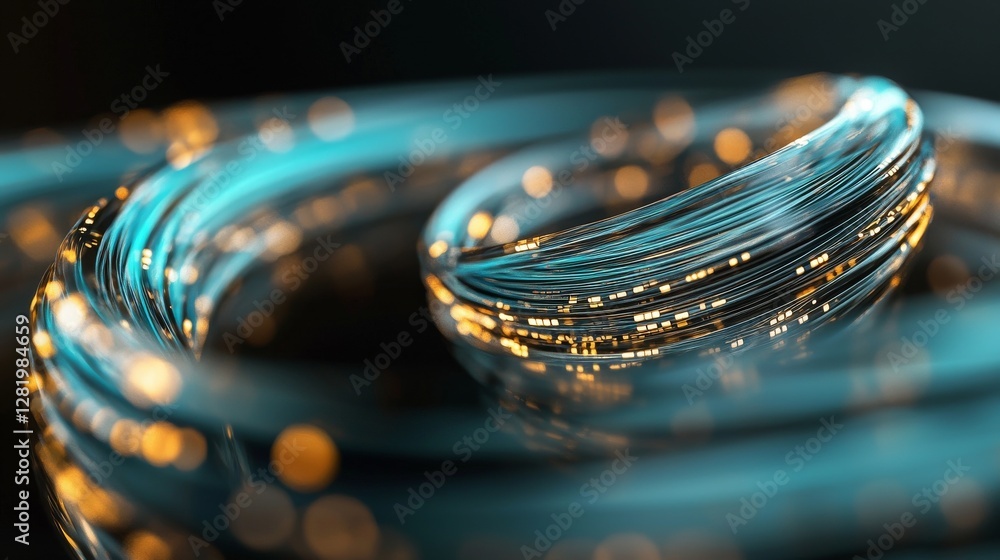 Poster modern high tech internet data center room featuring abstract rows of racks with network and server 