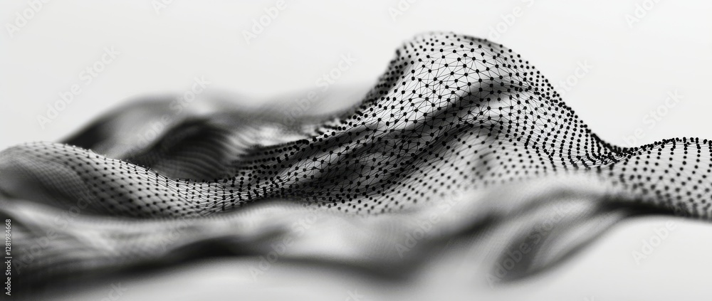 Poster the image depicts a futuristic abstract wave, showcasing a 3d rendering of network connections and b