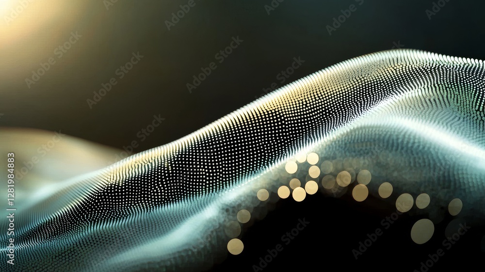 Poster digital cyberspace is represented by a flow of blue particles in an abstract background