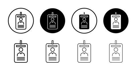 Employee id card icon flat and simple set design