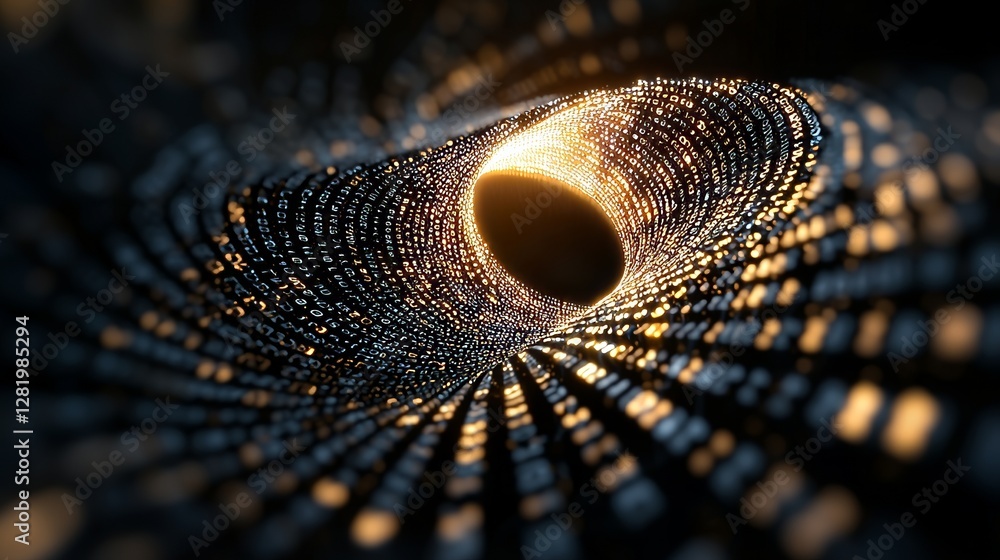 Aufkleber Big data and binary code come together in a futuristic information technology setting to illustrate the concept of blockchain, where data flow and the transfer of big data occur within interconnected