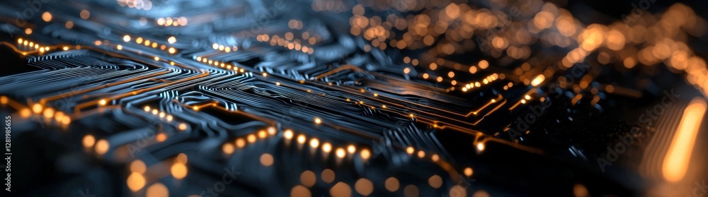 Aufkleber the image of a printed circuit board comprising different components can serve as an abstract techno