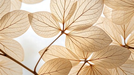Nature abstract of flower petals, beige transparent leaves with natural texture as natural background or wallpaper