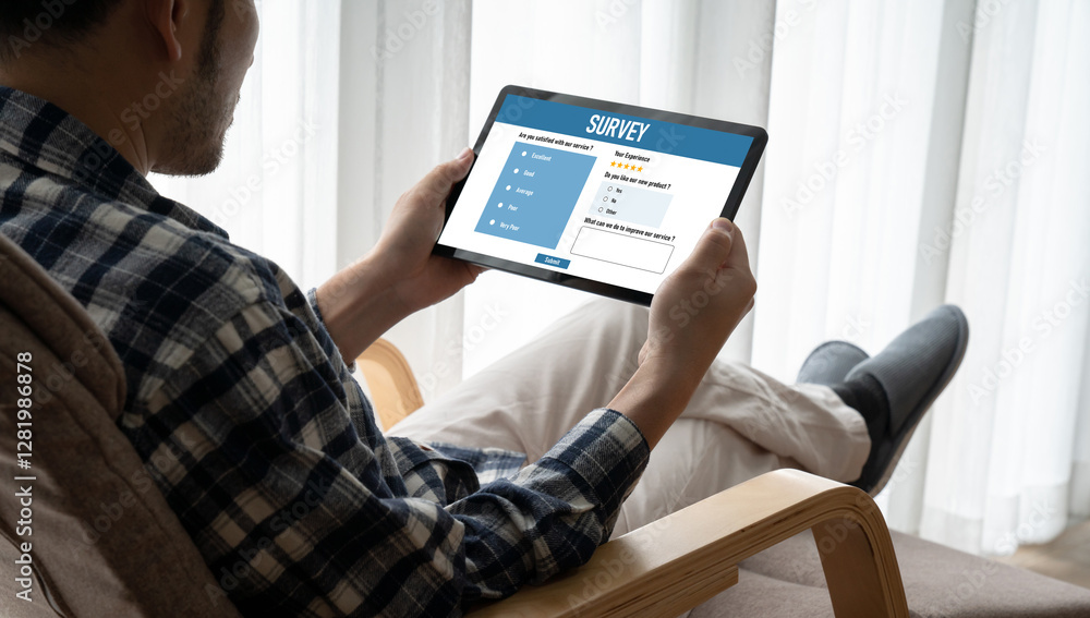 Poster online survey form for modish digital information collection on the internet network