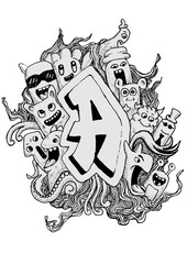 drawing doodle monster alphabet 