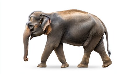 Obraz premium Side view of walking Asian Elephant isolated on white background.