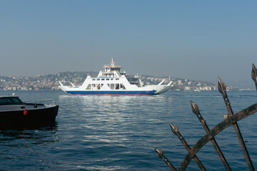 Scenic view of a ferry boat on calm waters in istanbul, turkey